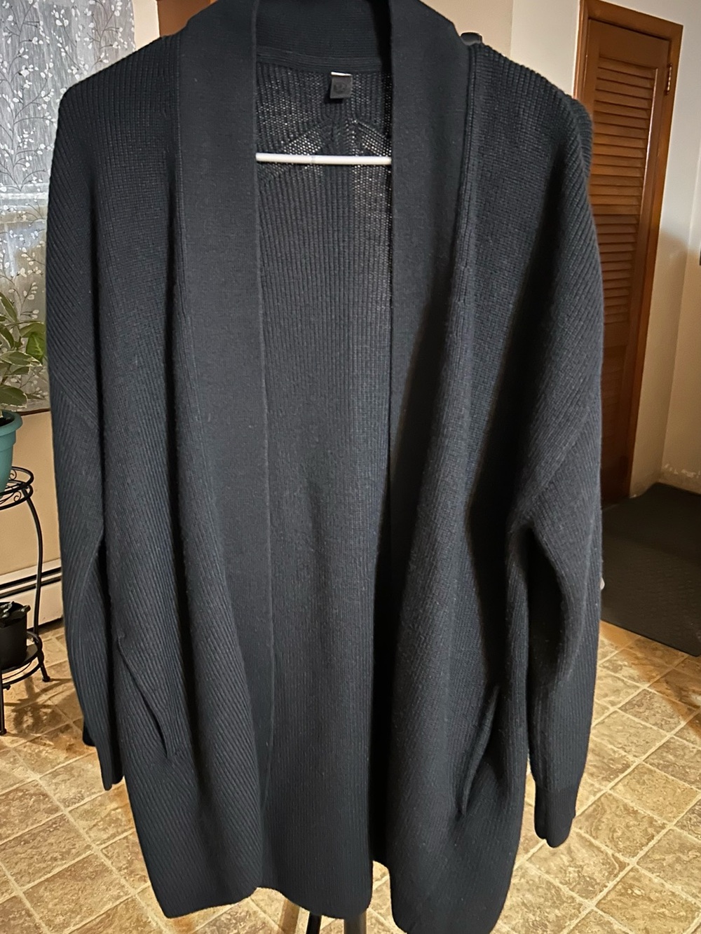 Lululemon Savasana Knit Wrap Cardigan Size 6 Black Merino Wool Blend